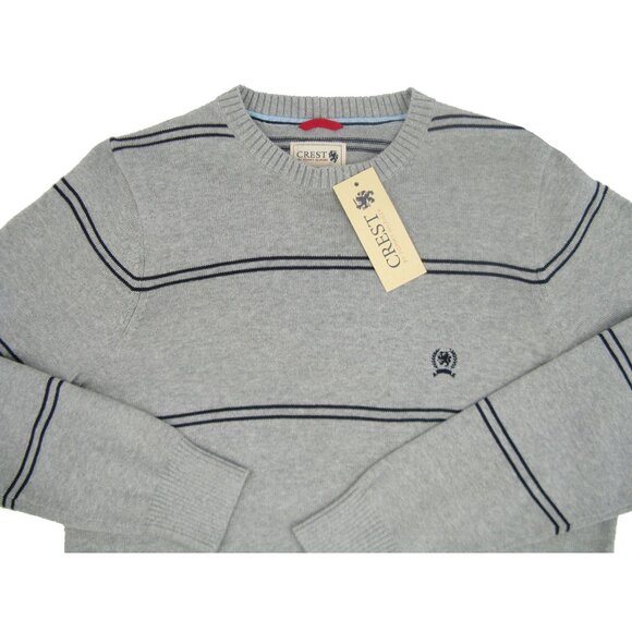 NEW Vintage Tommy Hilfiger Sweater! Small  Gray  Black Stripes  Griffin Crest - Picture 1 of 1